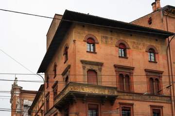 Fototapeta na wymiar Bologna traditional old-fashioned building, Italy