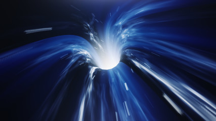 3d render Blue Wormhole time vortex space