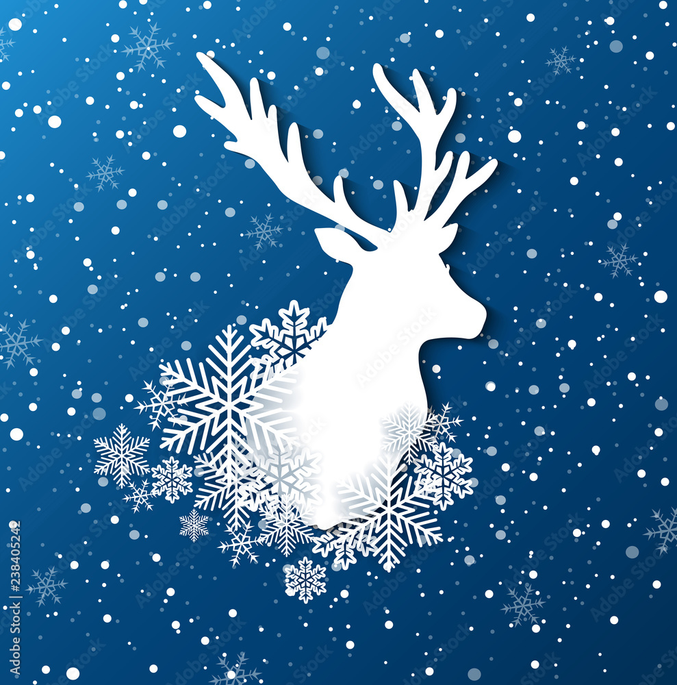 Sticker paper silhouette of deer and snowflakes