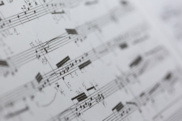Close-up on printed notes in selective focus