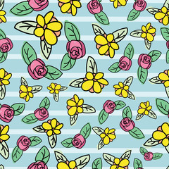 Vector ditsy floral repeat pattern design in green. Perfect for fabric, wallpaper, stationery and scrapbooking projects and other crafts and digital work