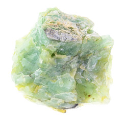 rough chrysopal (prase opal) stone on white