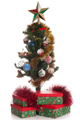 Christmas tree with globes and presents