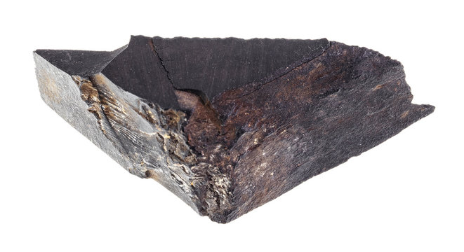 raw gagate (jet) stone on white