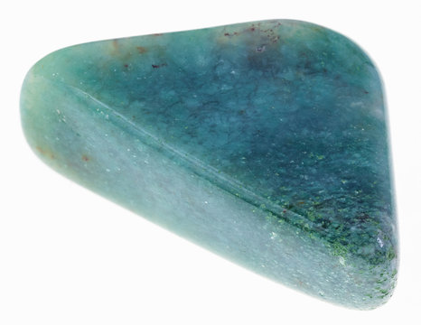 polished fuchsite in verdite gem stone on white
