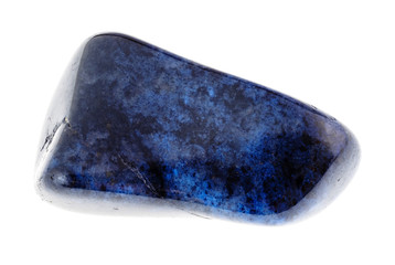 tumbled dumortierite gem stone on white