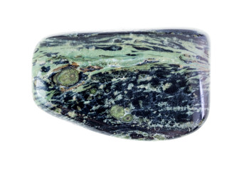 polished rhyolite gem stone on white