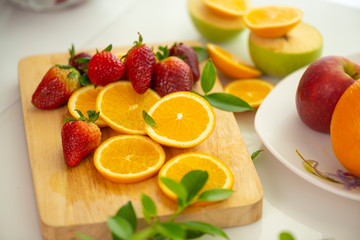Healthy fruits, many orange fruits background