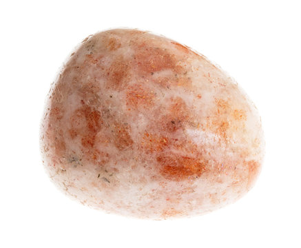 tumbled Oregon sunstone gemstone on white