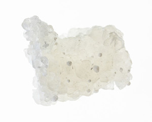 raw Prehnite crystals with Okenite stone on white