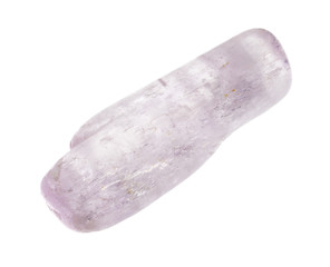 polished kunzite (spodumene) gem stone on white