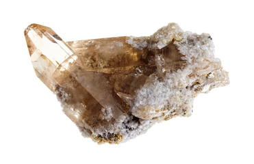 rough topaz crystal on white