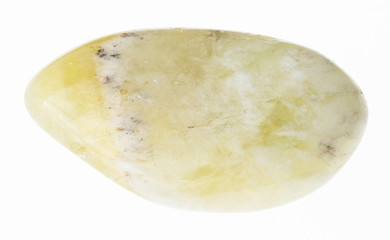 tumbled prasiolite (green quartz) stone on white