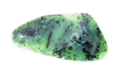 tumbled zoisite (saualpite) gem stone on white