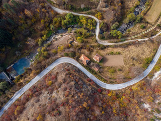 Colorful mountain road in autumn.