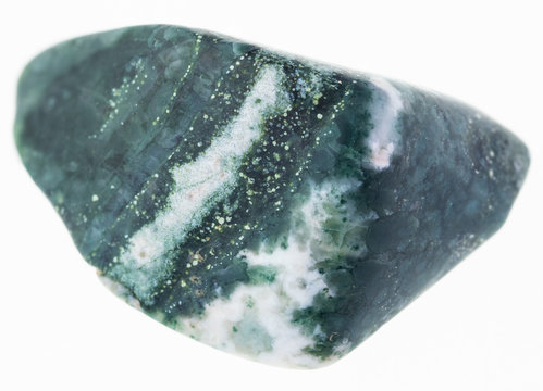 tumbled clinochlore chlorite gem stone on white