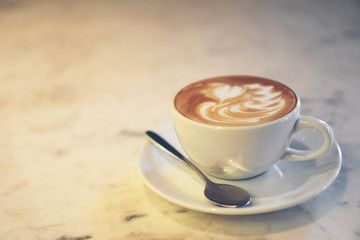 coffee latte art, vintage filter image