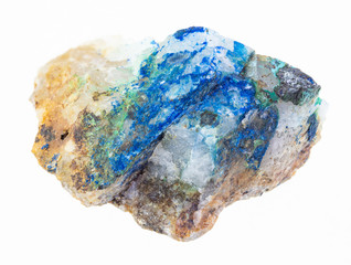 tennantite, Tyrolite, Azurite on raw quartz