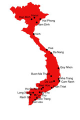 Vietnam vector map with major cities urban agglomerations 