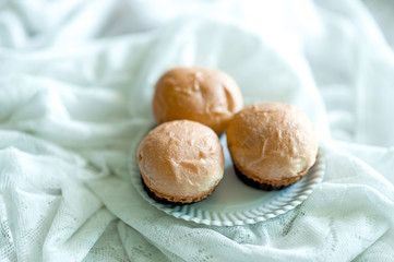 Bread is placed on the table in the morning of every day, ready to eat concept food with copy space.