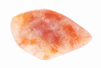 tumbled sunstone (heliolite) gem stone on white