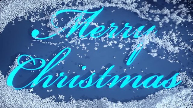 Merry Christmas text appearing from under snow