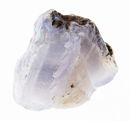raw blue Chalcedony stone on white