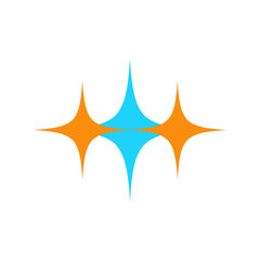 Stars Clean Logo Template in blue and orange colors. vector illustration.