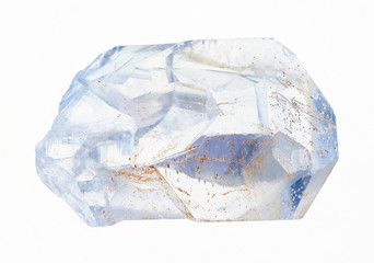 rough crystal of celestine (celestite) on white