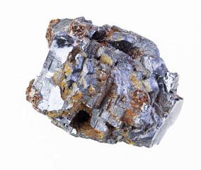 rough crystalline galena stone on white