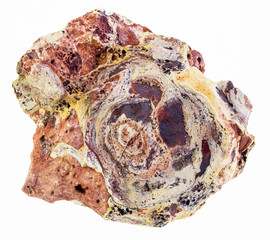 specimen of raw bauxite stone on white