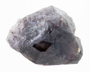 raw smoky quartz (morion) stone on white