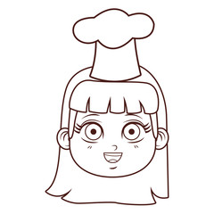 cute chef girl face cartoon