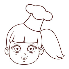 cute chef girl face cartoon