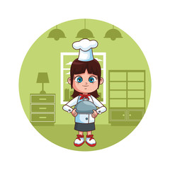 cute chef girl cartoon