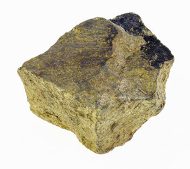 raw yellow chalcopyrite stone on white