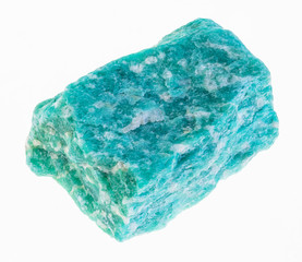 rough amazonite (amazon) stone on white