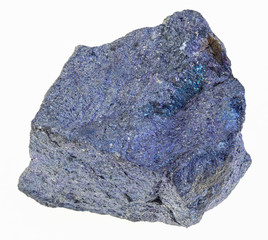rough bornite (peacock ore) stone on white