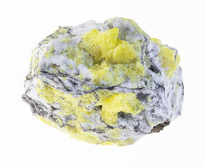 raw sulfur (sulphur) ore on white