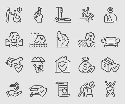 Line icons set for Insurance 