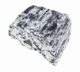 raw migmatite gneiss stone on white