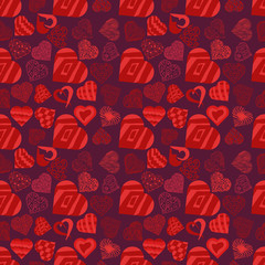 seamless pattern texture_1_in the style of Doodle, in the form of a variety of hearts for print design and web design