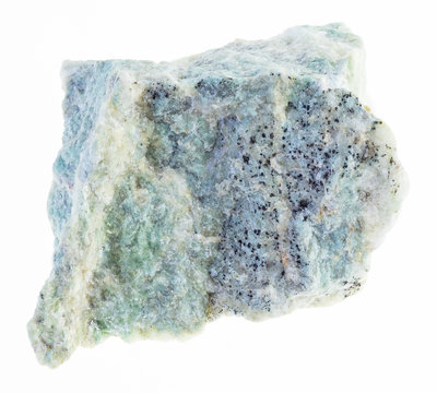 raw listvanite ( listvenite) stone on white