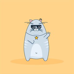 Super star cat illustration vector