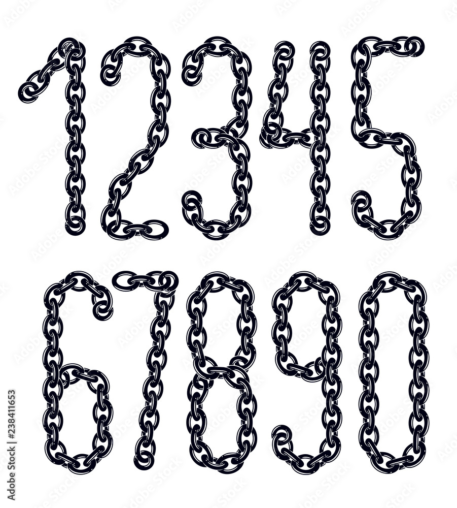 Poster set of vector numerals from 0 to 9. elegant numbers for use as poster design elements. made with iro
