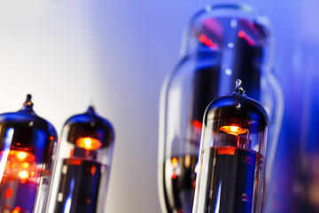 Vacuum tubes. Vintage electronic radio components. 