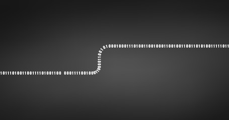 Coding or Hacker concept. Vector matrix background. Horizontal Stream or letter S of binary code on screen. Data and technology, decryption and encryption, computer matrix background digits 1 and 0.