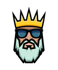 Cool bearded king wearing sunglasses. Emperor logo.