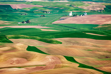 Plowed farm fields