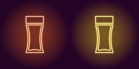 Neon perfume bottle, glowing icon. Vector sign